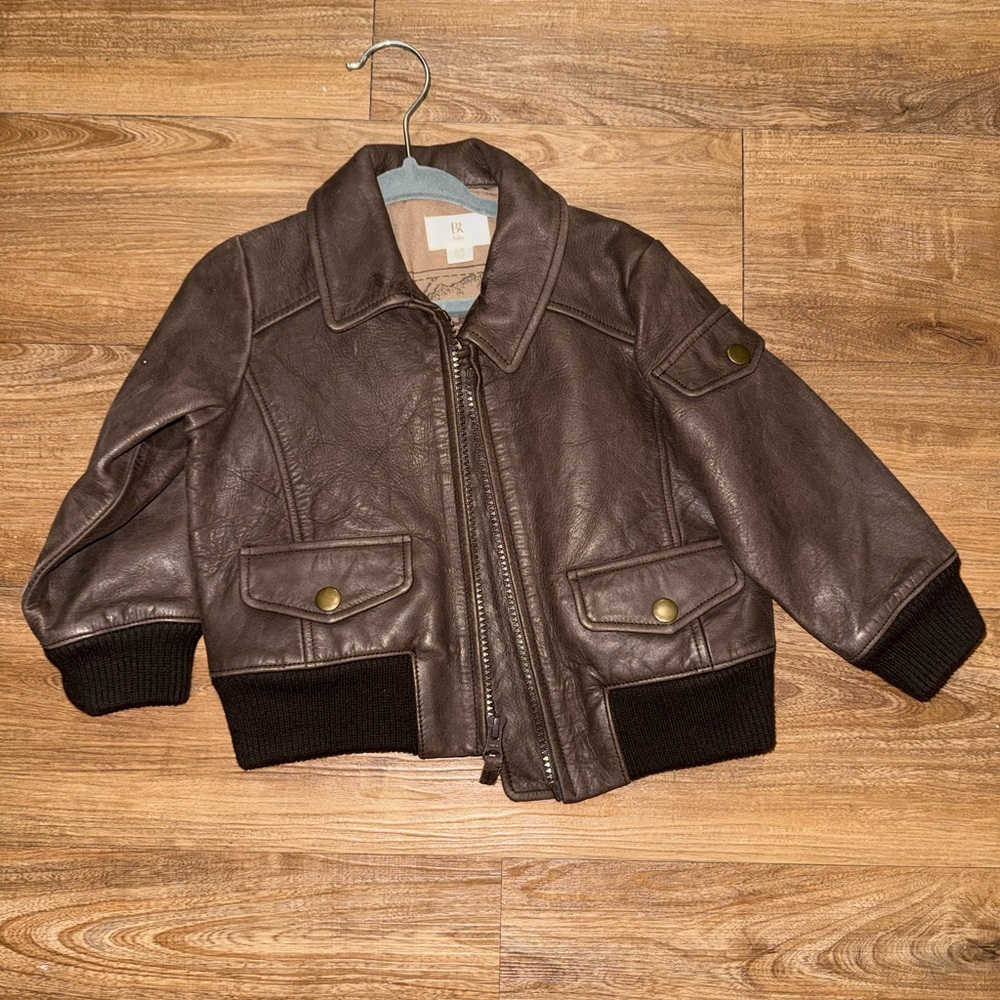 Brown Leather Kids Jacket